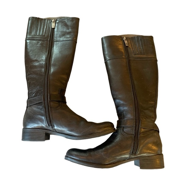 Bussola Siena Black Leather Tall Riding Boots  Buckle Strap sz 37 (US 6.5-7) - Picture 5 of 13